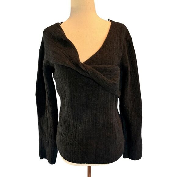 NWT RAILS Florence Black ALPACA Blend Pullover Sweater Twist Front & Back M - Picture 3 of 8
